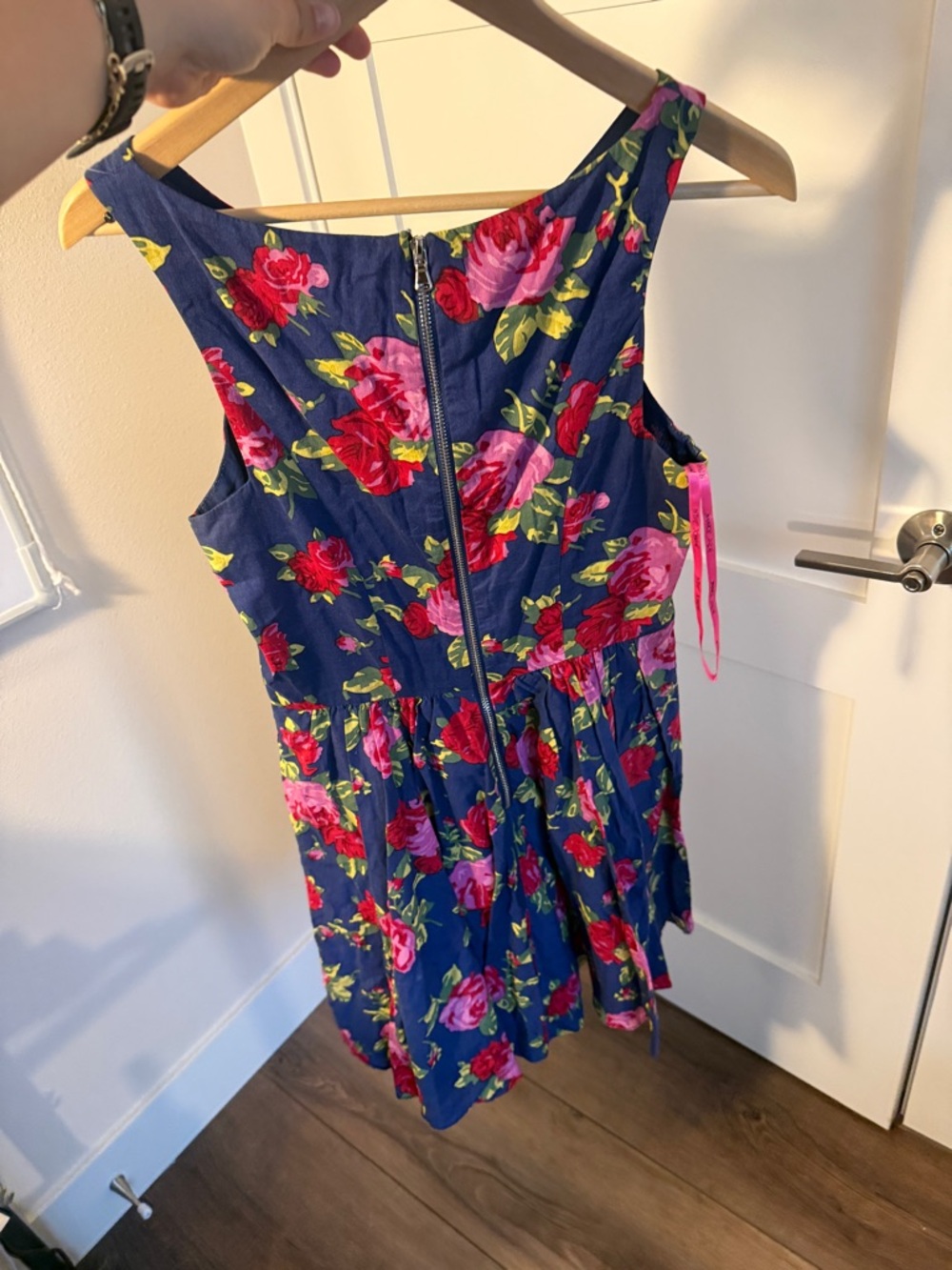 Betsey Johnson Navy Sundress with Pink & Red Rose Print - Picture 4 of 4